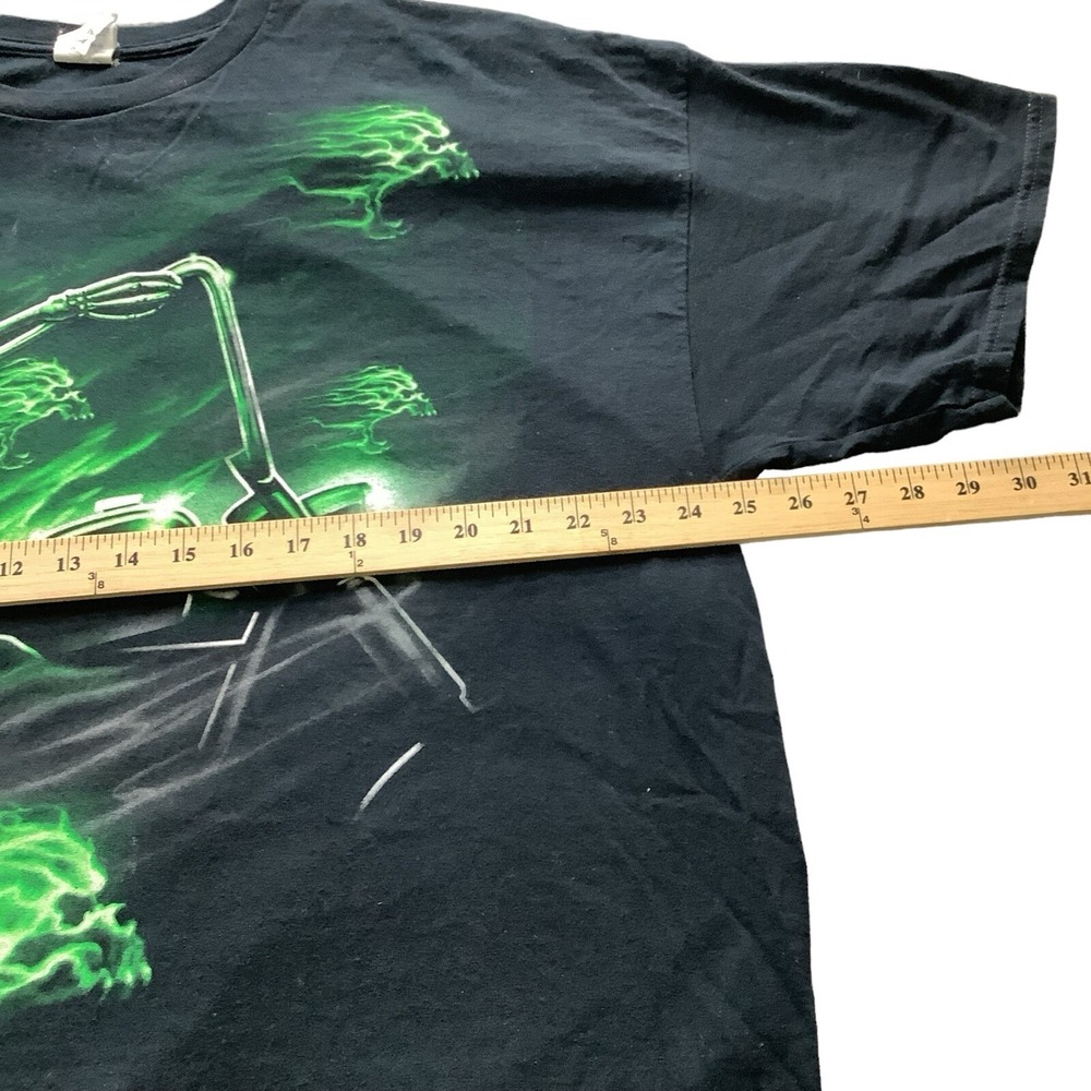 Y2K Goth Grim Reaper Graphic T Shirt Mens 2XL Black Biker Horror Tee - Picture 6 of 7